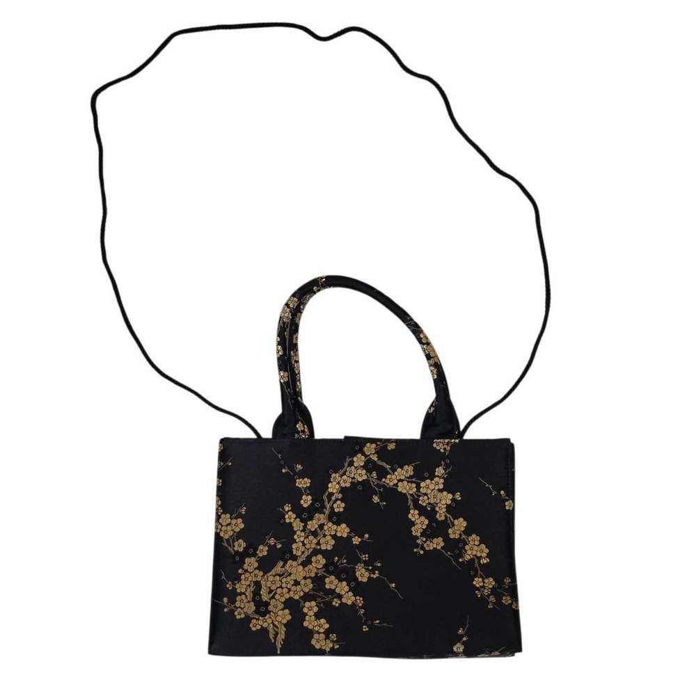 Asian-inspired, satin and gold minibag purse